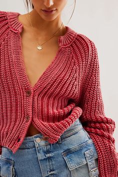 Sweet Nothing Cardi | Free People Chunky Cable Knit Cardigan, Winter Streetwear, Winter Fashion Outfits Casual, Chunky Knit Cardigan, Sweater Collection, Cozy Knit, Sweet Nothings, Free People Sweater, Fancy Outfits