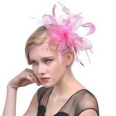 Category:Headpiece,Fascinators,Hats,Headwear; Embellishment:Feather,Bows,Pure Color,Splicing,Tulle; Gender:Women's; Quantity:1 PC; Theme:Fashion,Head,Vintage Theme,Birthday,Wedding,Holiday,Classic Theme; Style:Vintage,Elegant; Hats Category:Fedora Hat,Top Hat,Veil Hat; Occasion:Horse Race,Cocktail; Material:Organza; Front page:WE; Shipping Weight:0.13; Listing Date:04/08/2024; Head Circumference: Holiday Headpiece, Veiled Hats, Women Headband, Bridal Headwear, Headband Flower, Veil Hairstyles, Flower Handmade, Melbourne Cup, Feather Fascinators