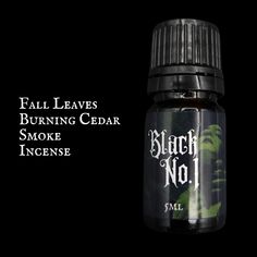 This scent was inspired by Type O Negative's song, "Black No.1", with notes of crisp fall leaves, burning cedar, smoke and incense.  I wanted to capture the essence of burning leaves as well as autumn air, a faint whisp of clove cigarettes, freshly dyed hair and wolf skin boots. The scent opens up with deep Notes of leather, incense and smoke. Then, brightens slightly with spiced fruit in autumn air, intermingled with warm amber. Wrapped up on a base of burning cedar and musk. This is a deep, ge Goth Perfume, Spiced Fruit, Cool Signatures, Essential Oil Blends Recipes, Amber Bottles, Clean Fragrance, Apothecary Bottles, Unique Fragrance, Perfume Scents