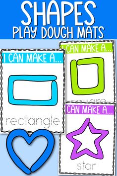 shapes play dough mats with the words can make a heart and stars on them,