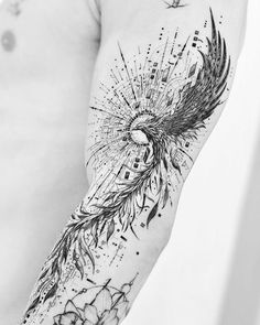 Phoenix Tattoo Phinox Tattoo For Men, Greek Phoenix Tattoo, Back Of Tricep Tattoo Men Ideas, Phoenix Geometric Design, Back Phoenix Tattoo For Men, Phoenix Tattoo Design Men Forearm, Phoenix Sketch Tattoo, Sketch Tattoo Design Men