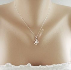 Silver Infinity Pearl Necklace Rose Gold Pearl Necklace, Gifts Sister, Infinity Necklace Gold, Gold Necklace For Women, Necklace With Pearl, Infinity Charm, Infinity Pendant, Gold Pearl Necklace, Infinity Necklace