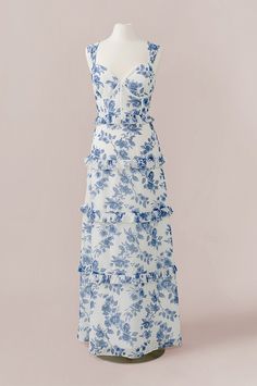 a blue and white dress on a mannequin