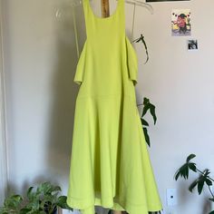 Nwt, Made For Someone Taller Than Me (5’3”) Imo Well Constructed And Fits A True Size S (Us) This Color Is Going To Be Trending This Spring Lime Green Sleeveless Summer Dress, Chic Lime Green Mini Dress For Summer, Chic Lime Green Summer Mini Dress, Yellow A-line Mini Dress For Day Out, Fitted Sleeveless Lime Green Dress, Casual Lime Green Sleeveless Dress, Fitted Sleeveless Lime Green Mini Dress, Spring Yellow A-line Mini Dress, Yellow Stretch Midi Dress For Summer