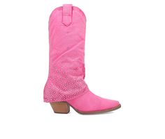 Denim Textile + Leather upper, Pull loops for easy entry,2\ stacked block cowboy heel,17\ shaft height,15\ shaft circumference, Snip toe, Cushioned comfort insole, Durable Rubber outsole, All over Rhinestone details | Women's Dingo Boot Eye Candy Western Boot in Pink Size 6 Pink Snip Toe Boots For Winter, Trendy Boots With Reinforced Heel And Snip Toe, Trendy Boots With Snip Toe And Reinforced Heel, Trendy Snip Toe Boots With Reinforced Heel, Casual Pink Boots With Reinforced Heel, Casual Pink Snip Toe Boots, Pink Western Ankle-high Boots, Pink Ankle-high Western Boots, Dingo Boots