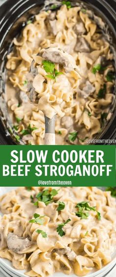 this slow cooker beef stroganoni is the perfect meal to make for dinner