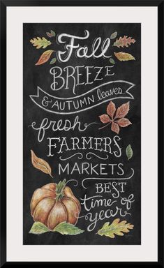 a chalkboard sign that says fall breeze and autumn leaves