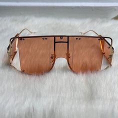 Brand New  Oversize Shield Sunglasses  Orange Lenses/Gold Frame Men | Women | Unisex  One Size UV 400 Protection Gucci Cat Eye Sunglasses, Quay Sunglasses, Coach Sunglasses, Tortoise Shell Sunglasses, Tom Ford Sunglasses, Tortoise Sunglasses, Shield Sunglasses, Rectangle Sunglasses, Gold Sunglasses