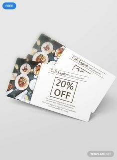 two coupons with food items on them sitting next to each other in front of a gray background