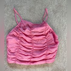 Size M. Nwot. Never Worn. Spring Beach Ruched Tank Top, Zara Pink Crop Top For Summer, Pink Ruched Crop Top For Spring, Zara Pink Tank Top For Spring, Pink Crop Top, Zara Tops, Crop Top, Zara, Womens Tops