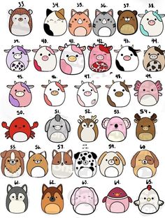 an image of farm animals with numbers on it's face and the number one in each