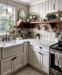 the kitchen is clean and ready to be used as a place for cooking or eating