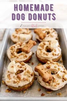 homemade dog donuts with white frosting and sprinkles