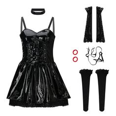 Fitted Gothic Costume For Cosplay Events, Punk Cosplay Costume For Halloween, Punk Style Cosplay Costume For Halloween, Punk Style Cosplay Costume For Halloween Fantasy Events, Fitted Punk Cosplay Costume For Halloween, Fitted Gothic Cosplay Costume, Fitted Harajuku Costume For Fantasy Events, Fitted Harajuku Style Costume For Fantasy Events, Punk Style Fitted Cosplay Costume