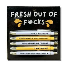 Fresh Out Of Fucks - 5 Pen Set - Mellow Monkey Novelty Pen, Pen Collection, Pen Design, Stocking Stuffer Gifts, Gifts For Adults, Ballpoint Pens, Pen Sets, In Loving Memory, Office Gifts