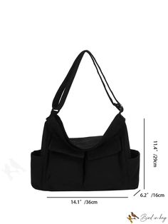 BirdinBag - Spacious Unisex Multifunction Shoulder Crossbody Bag with Ample Storage Versatile Black Hobo Bag With Pockets, Functional Large Capacity Bag, Multifunctional Crossbody Shoulder Bag For School, Multifunctional Large Capacity Crossbody Shoulder Bag, Functional Large Capacity Crossbody Bag, Functional Rectangular Baguette Bag For Daily Use, Multifunctional School Crossbody Shoulder Bag, Multifunctional Large-capacity Shoulder Satchel, Functional Large Capacity Shoulder Bag