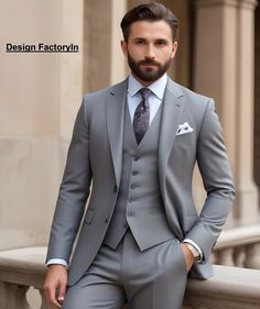 This is new modern Slim fit 3D Cut style which give you look slimmer and smarter. Item Include ( Coat+ Vest+ Pant) Color - grey Jacket and vest are lined with 100% Satin Notch Lapel, Two Pockets at bottom of jacket and one inside. Free Express Shipping all over the world. Light Colour Suit For Men, Fitted Gray Suit For Wedding, Gray Fitted Three-piece Suit, Elegant Gray Fitted Three-piece Suit, Elegant Fitted Gray Three-piece Suit, Gray Tuxedo With Suit Collar For Wedding, Gray Collared Tuxedo For Wedding, Gray Fitted Blazer For Wedding, Gray Notch Lapel Blazer For Wedding