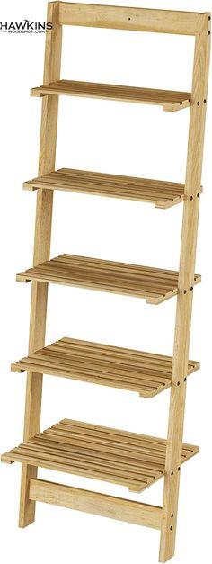 a wooden shelf with four shelves on each side and three different levels to the bottom