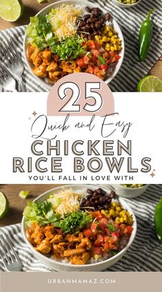 25 Flavorful Chicken Rice Bowls to Meal Prep Chicken Rice Lettuce Bowls, Grain Bowls Meal Prep, Rice Bowls Healthy Chicken, Healthy Easy Bowl Recipes, Recipes For Bowl Meals, Chicken Bacon Ranch Rice Bowl, Blackened Chicken Bowl Recipe, Yum Yum Bowl Recipe, Chicken Bowl Recipes For Dinner