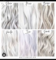 Platinum Vs Icy Blonde, Toners For White Hair, Different Types Of Blonde Hair Shades, Shades Of Platinum Blonde, Icy Ash Blonde Hair, Grey Blonde Hair Color, Bright Dimensional Blonde, Platinum Silver Hair, White Hair Toner