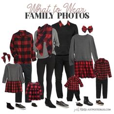 the family is dressed up in plaid and black