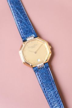 Extremely elegant vintage watch Christian Dior, Paris. Plated gold. In a good condition. Case: plated gold Strap: leather strap Movement: quartz, date 6:00 Dial: champagne Size: 24mm Dior Watch, Christian Dior Paris, Dior Paris, Vintage Christian Dior, Bracelet Leather, Women Wrist Watch, Wrist Watches, Vintage Watches, Jewellery And Watches