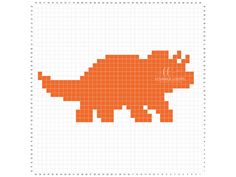 an orange cross stitch pattern with the shape of a dinosaur on it's back