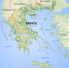 a map of greece with the capital and major cities