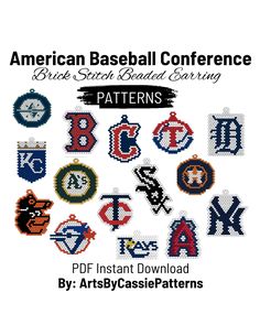 an american baseball conference pattern with the letters and numbers for each team's logo