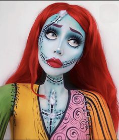 Sally Halloween Costume, Sally Makeup, Nightmare Before Christmas Costume, Sally Costume, Cute Halloween Makeup, Sally Nightmare, Sally Nightmare Before Christmas, Cool Halloween Makeup