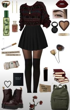 Witchy Librarian Outfits, Highschool Outfits Casual, Instagram Grunge Outfit, Casual Witch Outfit Ideas, Soft Goth Autumn, Witch Aesthetic Fashion Plus Size, Dark Academia Meets Boho, Geek Style Outfits, Dark Arcadia Aesthetic Clothes