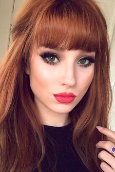 Sexy Hairstyles with Bangs for Every Hair Type ★ See more: http://lovehairstyles.com/sexy-hairstyles-with-bangs-hair-type/ Trendy We Fryzurach, Hair Ginger, Hair Dyed, Haircuts For Medium Length Hair, Styles Hairstyles, Bangs Hairstyles, Short Bangs, Bangs Short, Hair Bangs