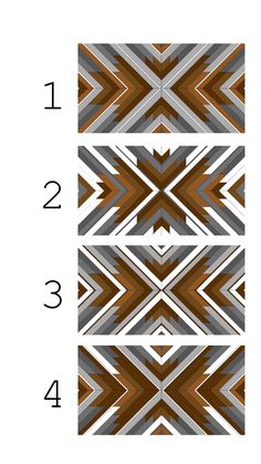 four different patterns with the number one on each side and two in the middle,