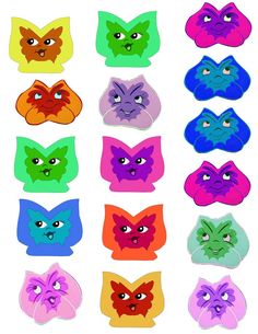 many different colored masks with eyes on them