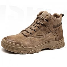 Khaki Elevator High Top Hiking Shoes Increase 2.6 inch / 6 cm Retro Hidden Taller Outdoor Work Shoes Men Shoes 2023, Casual Loafers For Men, Increasing Height, Tall Shoes, Winter Hiking Boots, Mens Loafers Casual, Loafers For Men, Shoes 2023, Shoes Retro