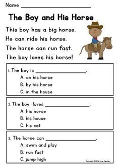 the boy and his horse worksheet for children to practice their english speaking skills