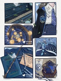 an image of a collage of items in the style of harry potter