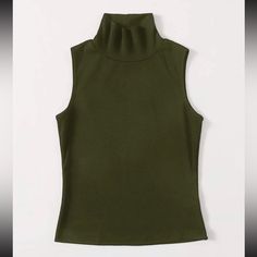 Brand New/Never Worn, Flattering Fit, Gorgeous Forest Green Hue. The Fabric Contains Spandex So It Has That Smooth/Thicker Sort Of Luxurious Feel To It :) Fitted High Neck Vest Top, Green Stretch High Neck Top, Chic Sleeveless Mock Neck Top In Solid Color, Chic Solid Color Sleeveless Mock Neck Top, Solid Sleeveless Stretch Mock Neck Top, Casual Sleeveless Mock Neck Top For Fall, Green Stretch Sleeveless Blouse, Chic Green Turtleneck Top, Sleeveless Solid Mock Neck Top For Fall