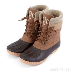 monogrammed fold over duck boots Outdoors Style, Sweater Collar, Womens Duck Boots, Marley Lilly, Waterproof Winter Boots, Classic Brown, Ll Bean Boot, Duck Boots, Alabama Crimson