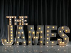 the name james written in light up letters