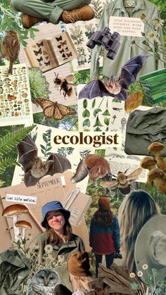 the collage shows many different types of animals and plants