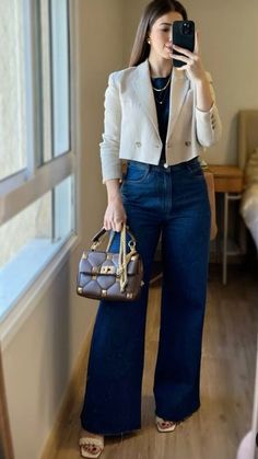 Formal Jeans Outfit, Outfit Formal Mujer Juvenil, Academia Fall Outfits, Light Academia Fall, Outfit Formal Mujer, Jeans Formal, Classic Work Outfits, Office Casual Outfit, Autumn Wardrobe