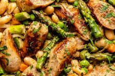 chicken, asparagus and bean salad with parsley