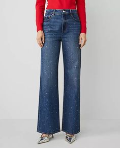 The Petite Embellished Wide-Leg Jean | Ann Taylor Effortless Style, Ann Taylor, Leg Jeans, Wide Leg, Clothes