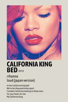 a poster with the words california king and an image of a woman's face