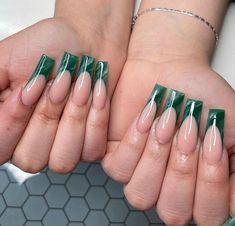 Dark Green Nails, Green Acrylic Nails, Simple Acrylic Nails, Long Tan Nail Designs, Tan Nails, Dark Green Nails, Green Acrylic Nails, Hard Gel Nails, April Nails, Nails Brown, Black Acrylic Nails, Simple Acrylic