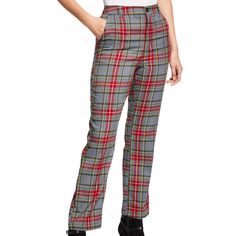 Free Generation Plaid Pants. Side Slip Pockets. Straight Legs. Button/Zip Fly. Polyester/Spandex. Hand Wash/Dry Clean. Approx. Measurements: 11" Rise; 28" Inseam; 17" Leg Opening; Waist: 28" Tailored Casual Plaid Pants, Tailored Plaid Casual Bottoms, Fitted Plaid Bottoms, Fitted Plaid Straight Pants, Fitted Plaid Straight Leg Bottoms, Plaid Fitted Straight Leg Bottoms, Fitted Ankle-length Pants With Button Closure, Fitted Plaid Trousers, Stretch Plaid Trousers