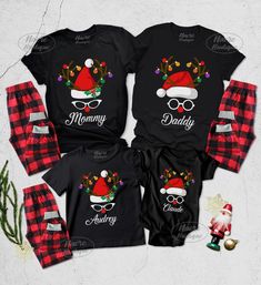 Matching Family Christmas Shirt Custom Xmas Family Shirt - Etsy Black Shirt For Winter Holiday, Black Cotton Shirt For Holiday, Navy Blue Dress Shirt, Reindeer Shirt, Matching Family Christmas Pajamas, Bridal Shirts, Engaged Shirts, Matching Christmas Shirts, Mrs Shirt