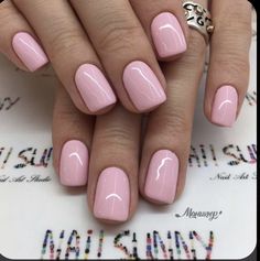 Pink Biab Nails, Barbie Pink Nails, Biab Nails, Baby Pink Nails, Builder Gel Nails, Squoval Nails