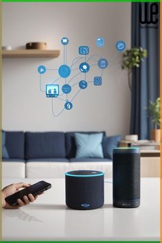 an image of a living room setting with the amazon echo device connected to various devices